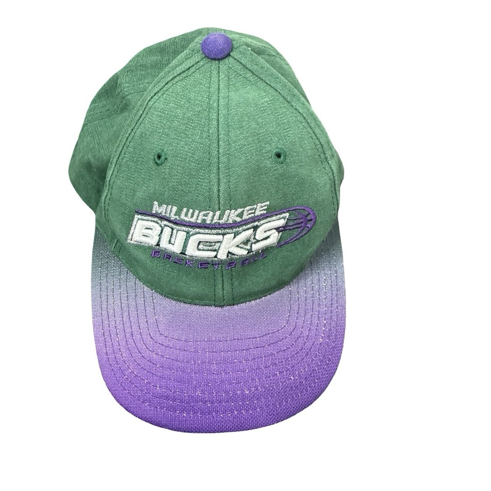 Milwaukee Bucks Vintage Snapback Hat adjustable purple green puma